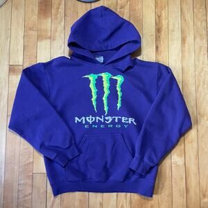 Monster Energy Hoodie Purple Graphic Gildan Size S Y2K